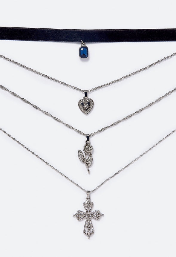 Ramona Charms Layer Necklace Black/Silver