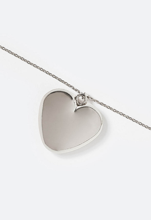 Bebe Smooth Domed Heart Pendant On Fine Chain Necklace Silver