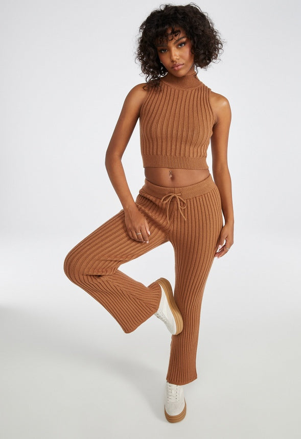Cropped Sweater Tank Caramel Cafe