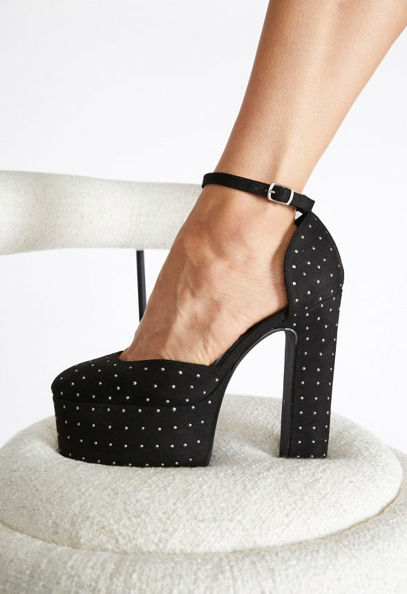 Elena Platform Pump Black/Gunmetal Pin Studs