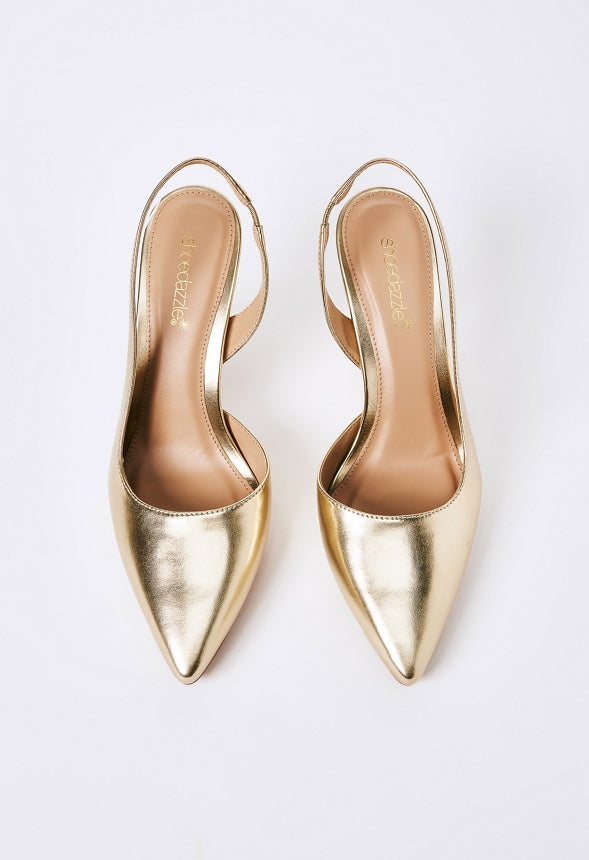 Brit Sling-Back Flared Pump Gold
