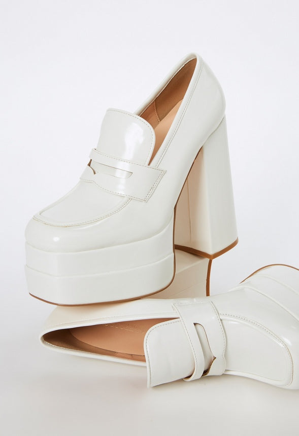 Margaux Platform Loafer Pump Bright White
