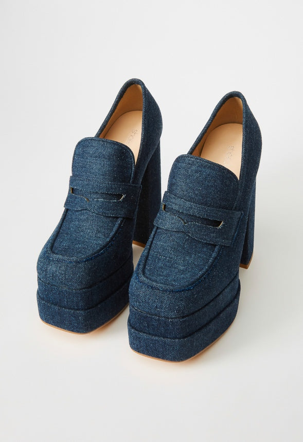 Margaux Platform Loafer Pump Dark Denim