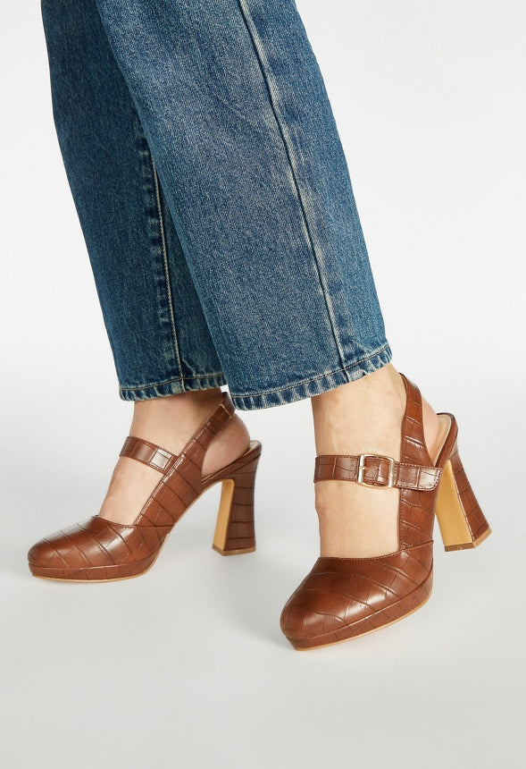 Penny Mary Jane Pump Leather Brown