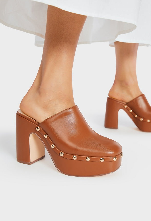 Imara Block Heeled Platform Pump French Oak