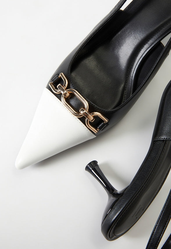 Natalya Slingback Pump Black/ Bright White