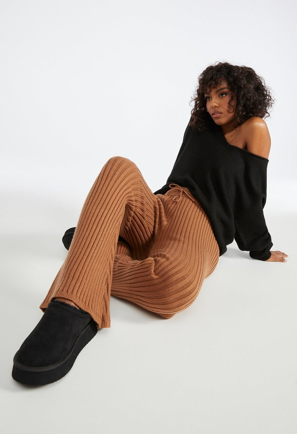 Sweater Knit Pants Caramel Cafe