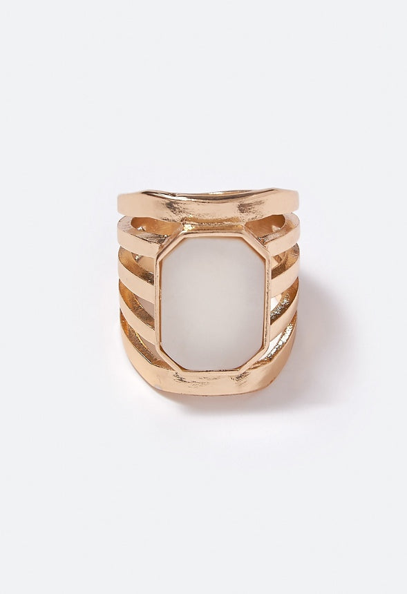 Maeve Mother of Pearl Inlay Ring Cream/Gold