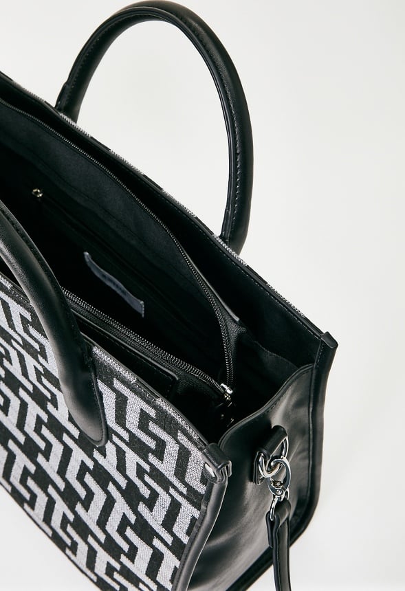 Satchel With Binding Black Multi