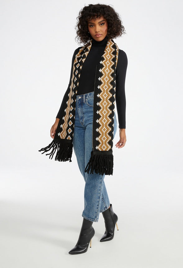 Fair Isle Scarf Black