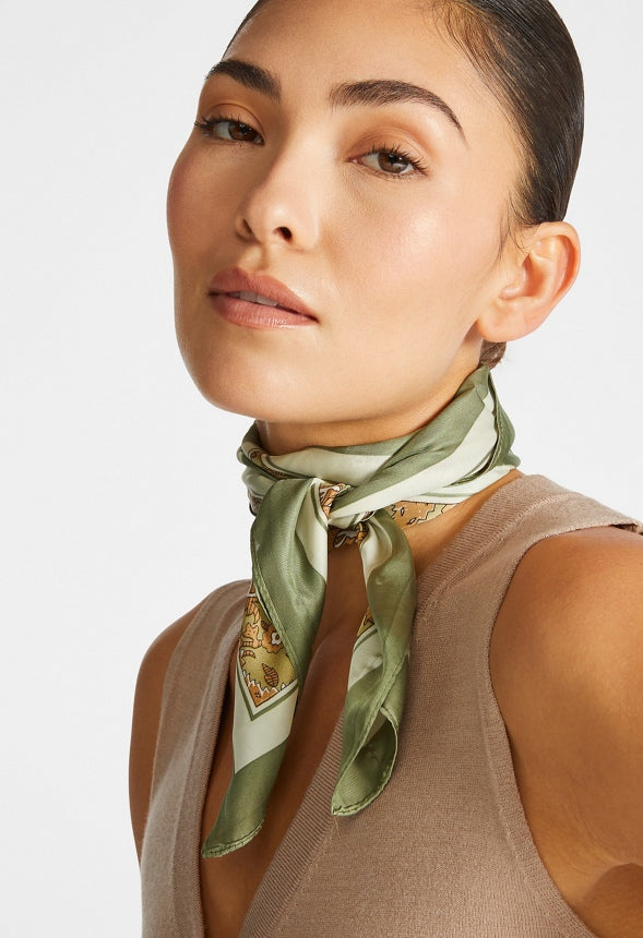 Daya Khaki Paisley Print Scarf Khaki Mix