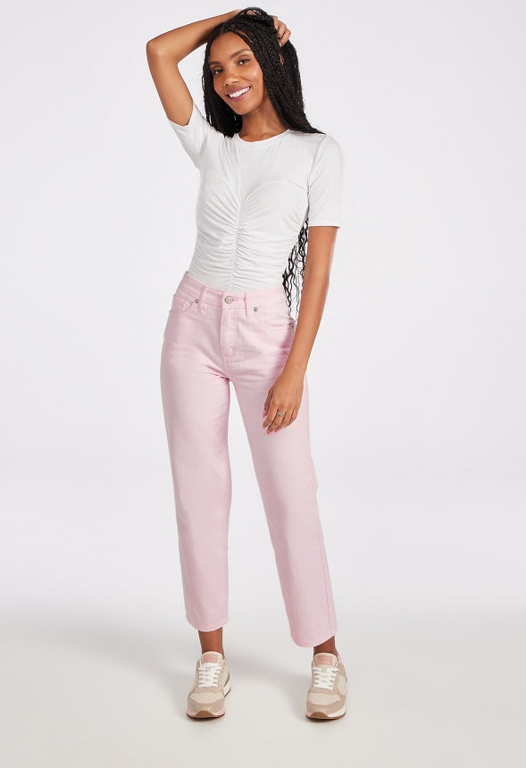 Jack High Rise Ankle Straight Leg Jeans Rosette