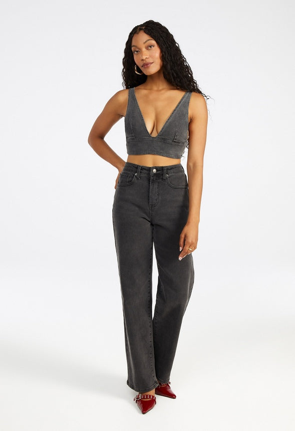 Ultra High Rise Straight Leg Denim Jeans Nikki Wash