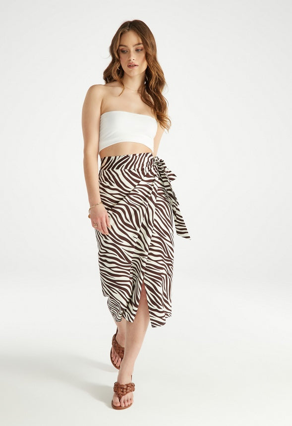 VERSATILE WRAP SKIRT Chocolate Plum Multi Zebra