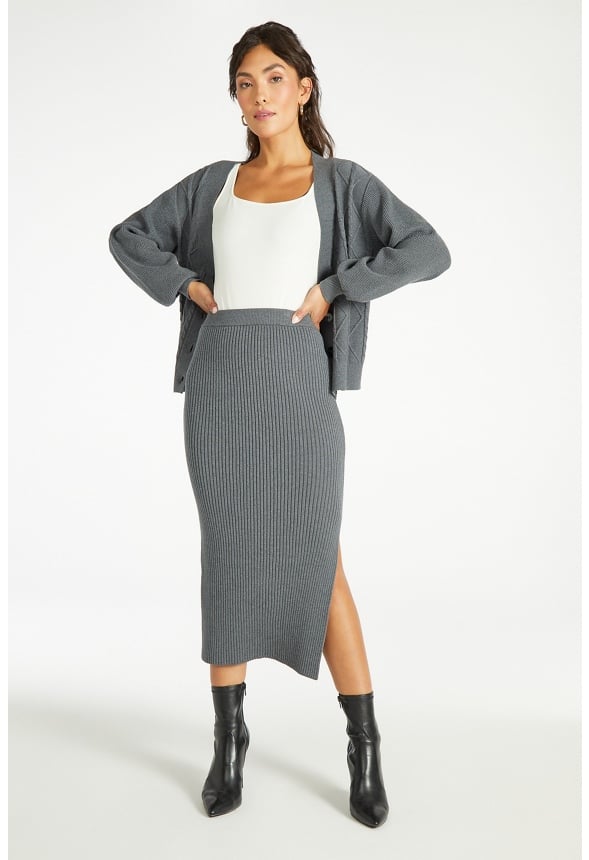 Sweater Midi Skirt Charcoal