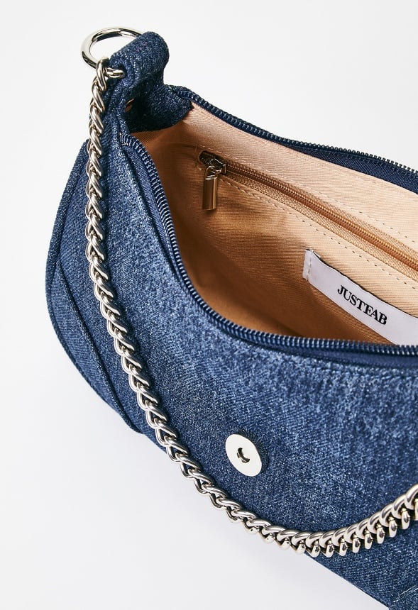 Shoulder Bag with Buckle Flap Chambray