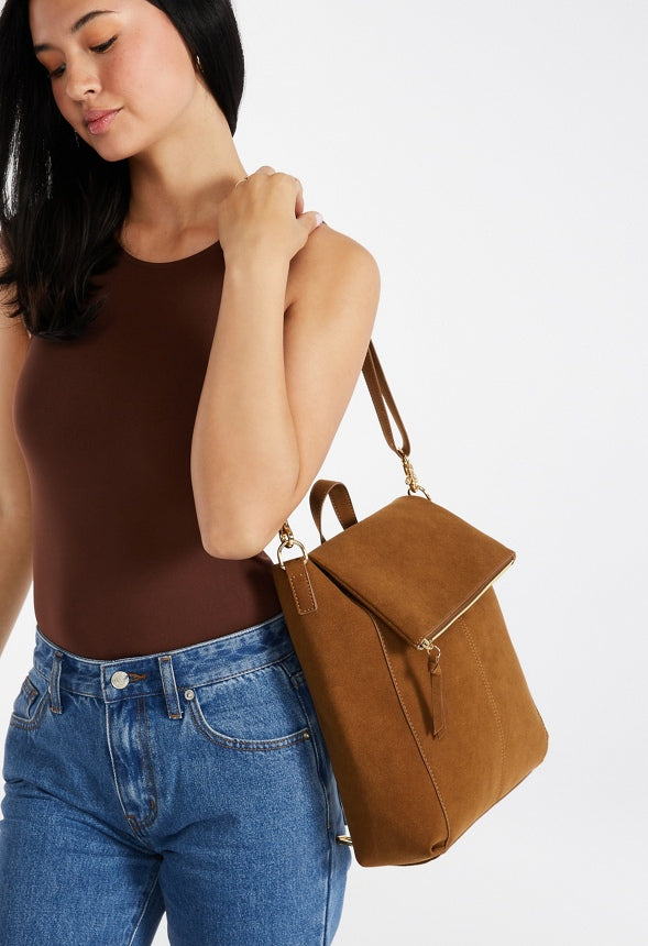 Zip Front Backpack Light Camel