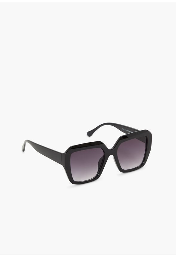 OVERSIZED GEOMETRIC ACETATE SUNGLASSES Black