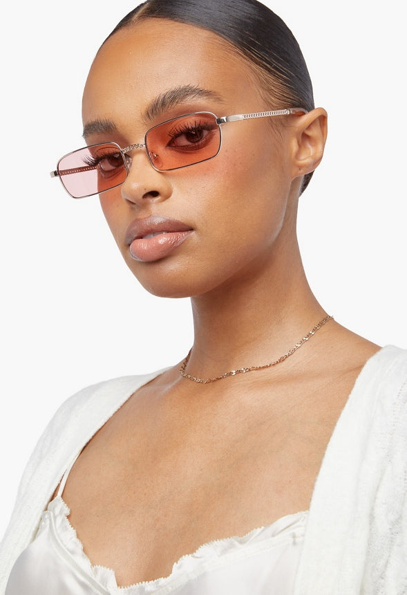 ROSE RIMLESS SUNGLASSES WITH PAVE FRAME Pink