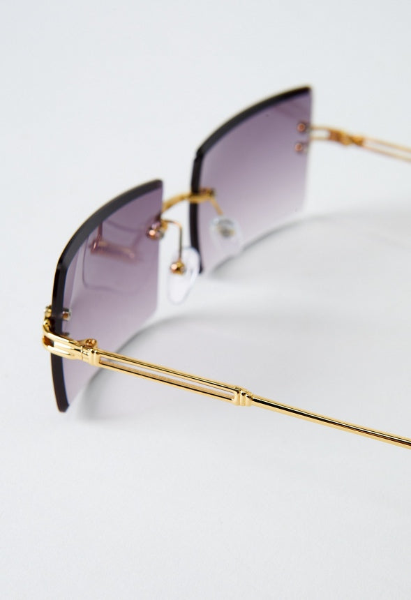 RIMLESS TAPERED EDGE SUNGLASSES Gold/ Smoke