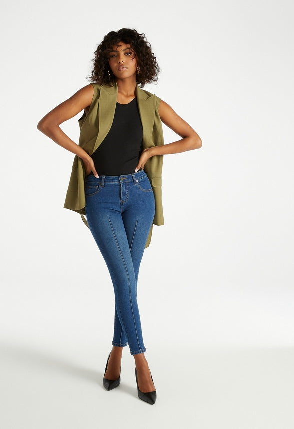 Mid Rise Pintuck Ankle Skinny Jeans Vibes
