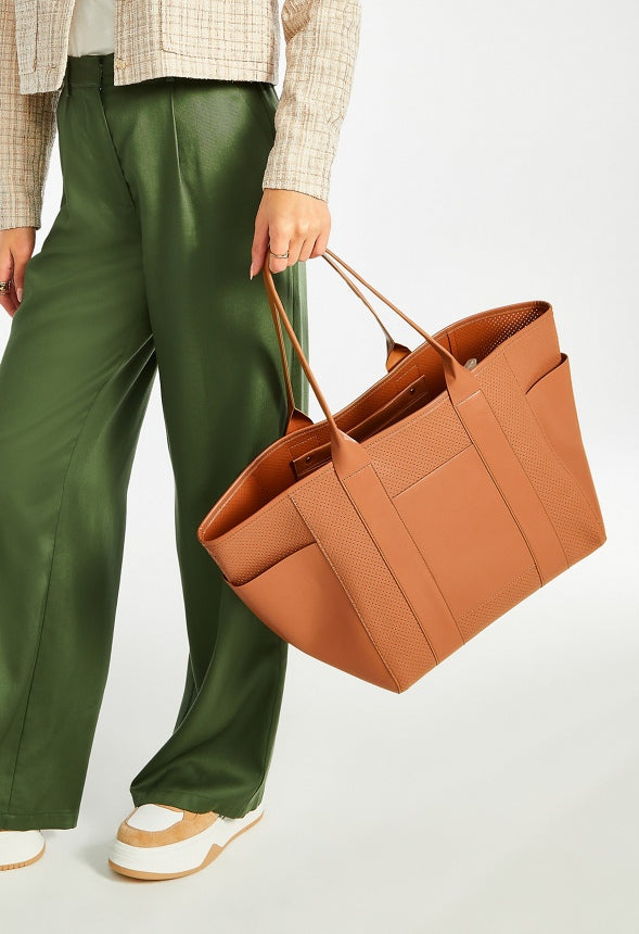 Perforated Carryall Tote Camel