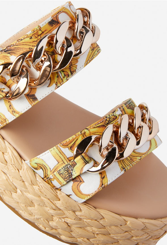 DOLA PLATFORM SANDAL Miami Print White