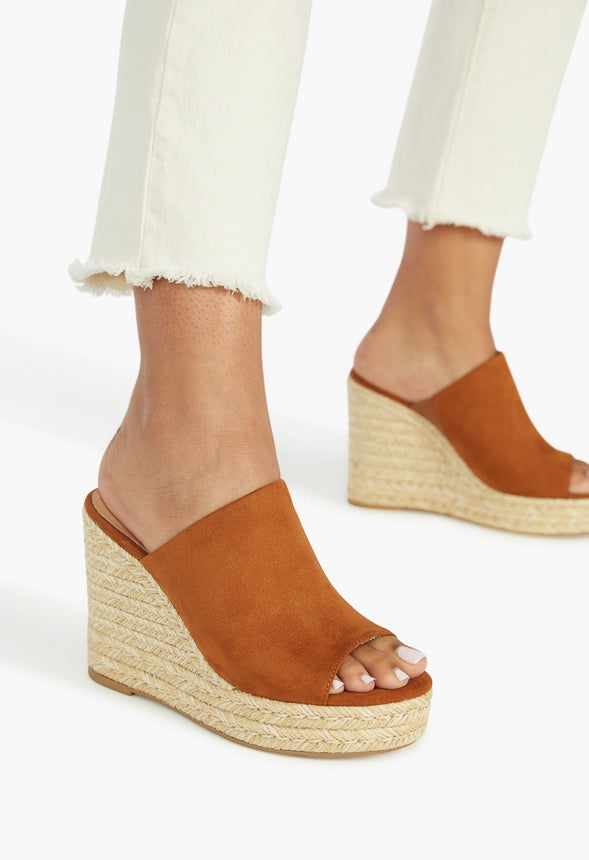 Anaya Mule Wedge Espadrille Sandal Brown