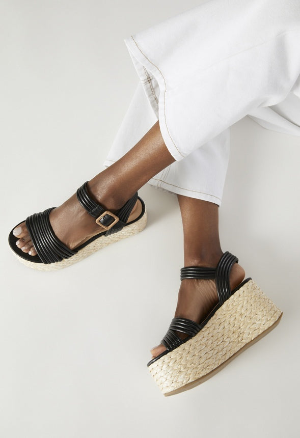 Birdie Platform Espadrille Sandal Black