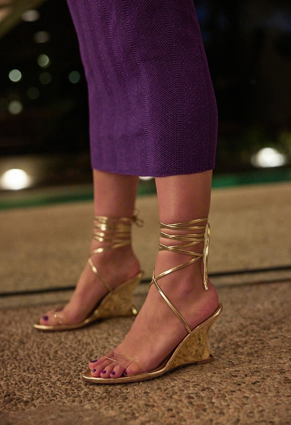 Avyanna Wedge Sandal Clear/ Gold