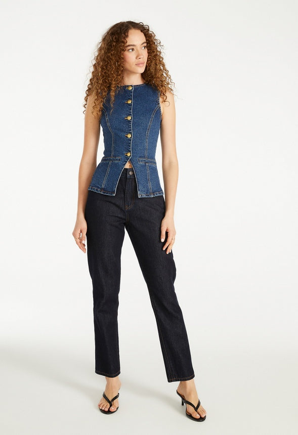 Denim Tunic Vest Blue Denim Wash