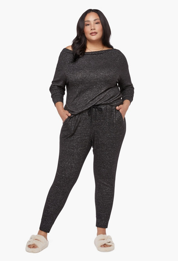 PLUS SIZE LOUNGE HACCI JOGGER Black