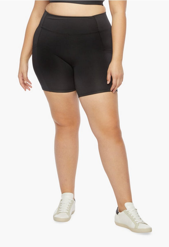 PLUS SIZE POCKET BIKER SHORTS Black Caviar