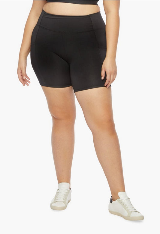 PLUS SIZE POCKET BIKER SHORTS Black Caviar