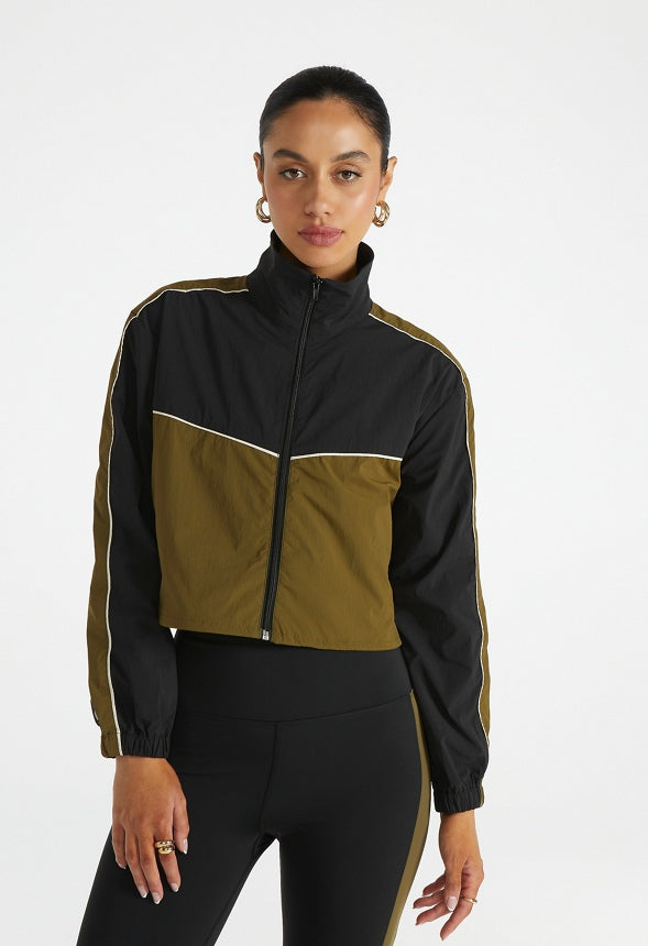 Cropped Windbreaker Jacket Black Caviar Multi