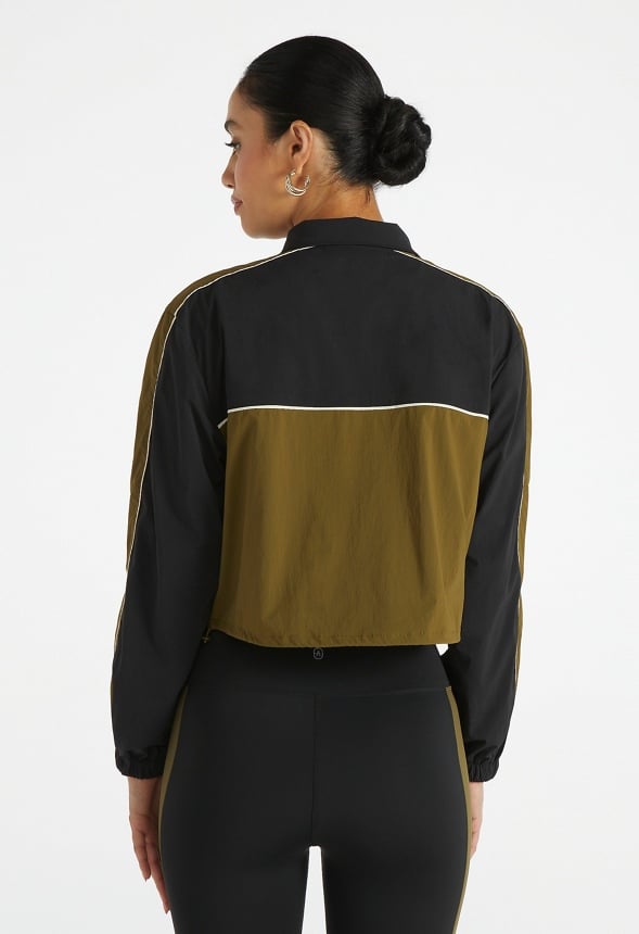 Cropped Windbreaker Jacket Black Caviar Multi