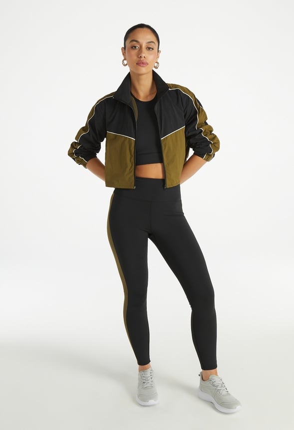 Cropped Windbreaker Jacket Black Caviar Multi