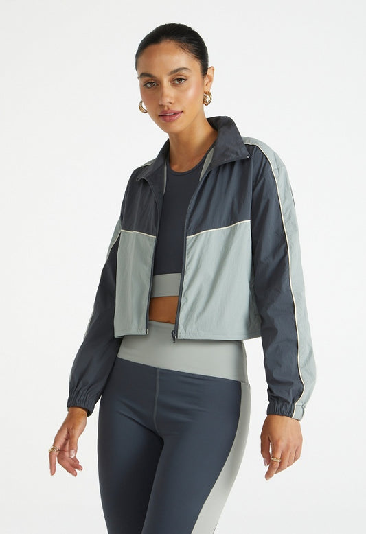 Cropped Windbreaker Jacket Ombre Blue Multi
