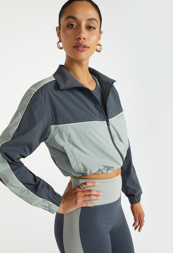 Cropped Windbreaker Jacket Ombre Blue Multi