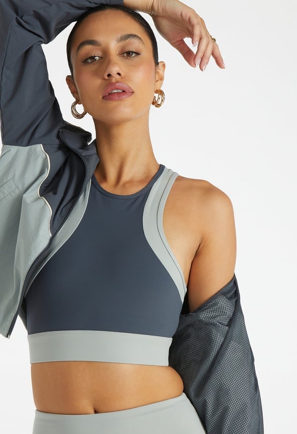 Cropped Windbreaker Jacket Ombre Blue Multi