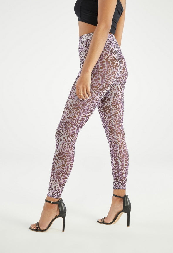 PRINTED MESH LEGGING Parachute Purple Multi - Leopard