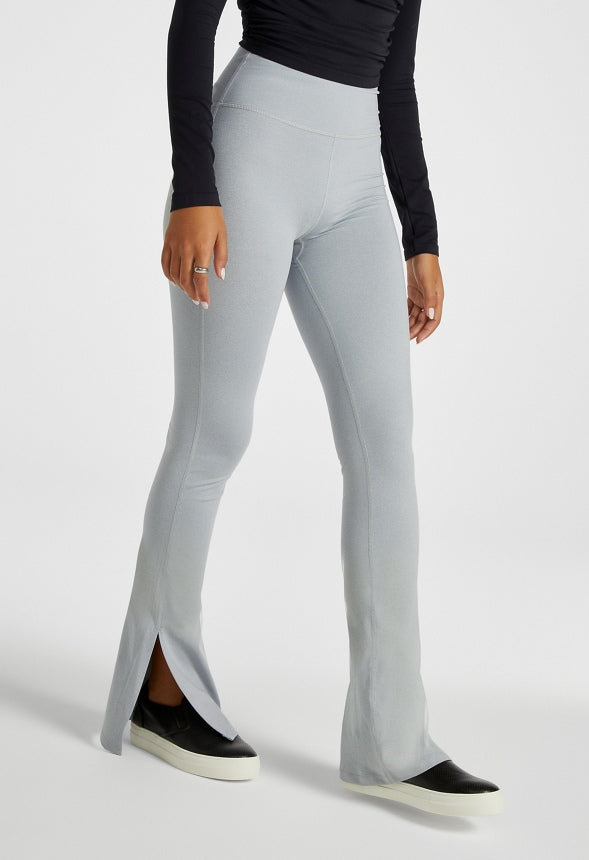 Side Slit Slim Flare Leggings Quarry Grey Space Dye