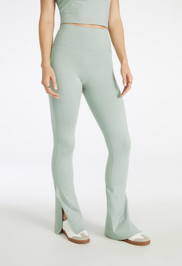 Side Slit Active Flare Leggings Desert Sage Spacedye
