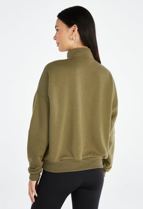 Half Zip Boyfriend Sweatshirt Burnt Olive