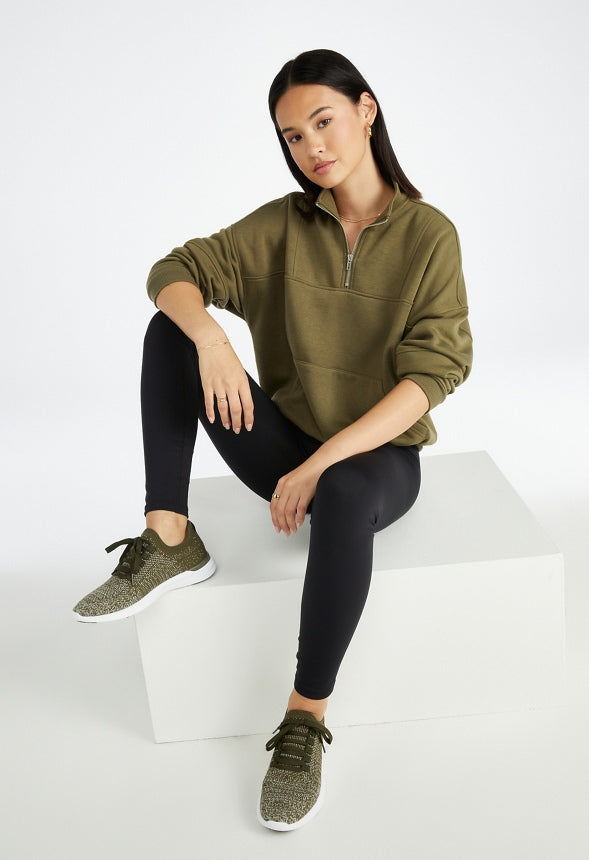 Half Zip Boyfriend Sweatshirt Burnt Olive