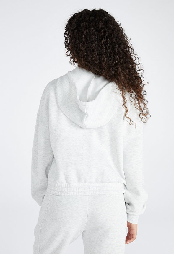 Full Zip Fleece Hoodie Light Grey Heather