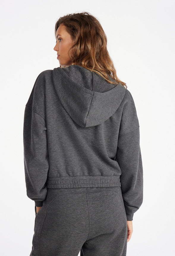 Full Zip Fleece Hoodie Dark Heather Grey