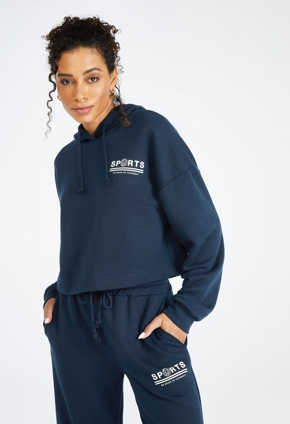 Boxy Fleece Sweatshirt Dark Sapphire