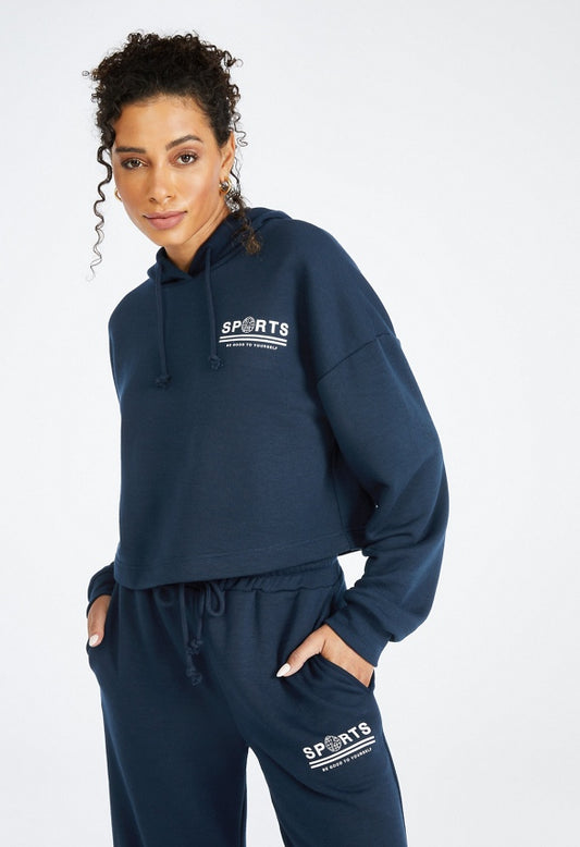Boxy Fleece Sweatshirt Dark Sapphire