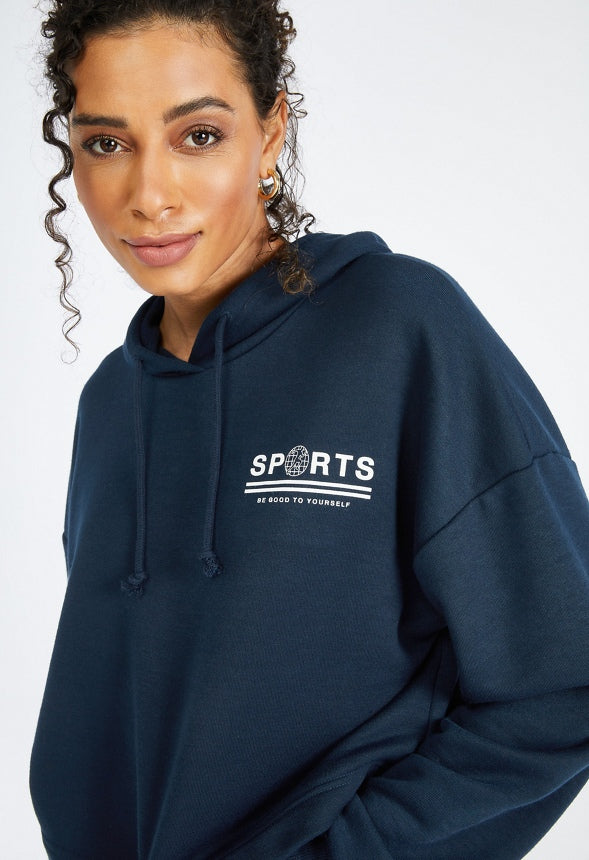 Boxy Fleece Sweatshirt Dark Sapphire